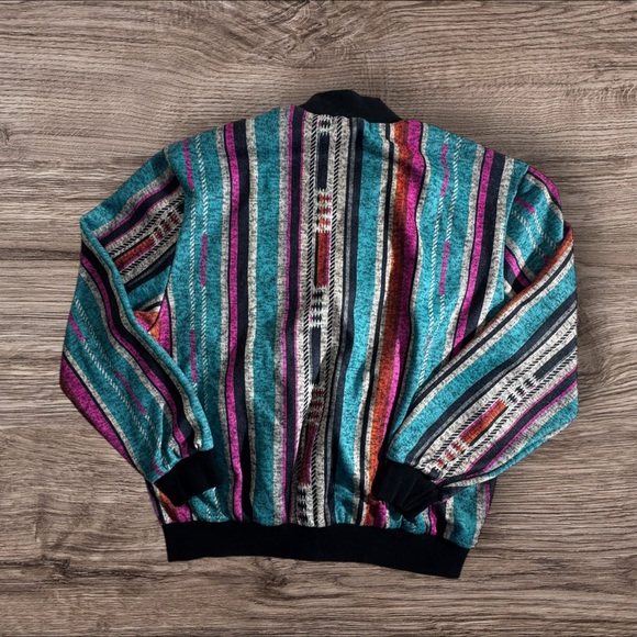 Like New- Colorful Striped Western Bomber Jacket - Picture 3 of 6